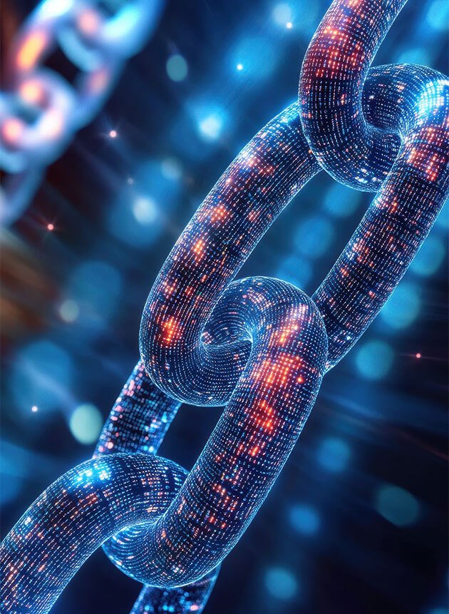 Digital blockchain concept with glowing links